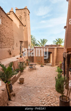 Residenz der Kasbah Ait Benhaddou, Hoher Atlas, Ksar Ait Benhaddou, Ouarzazate Provinz, Souss-Massa-Draâ, Marokko Stockfoto