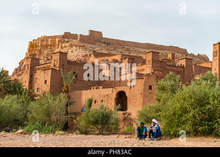 Residenz der Kasbah Ait Benhaddou, Hoher Atlas, Ksar Ait Benhaddou, Ouarzazate Provinz, Souss-Massa-Draâ, Marokko Stockfoto