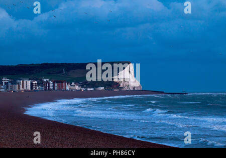 Seaford Head in Sussex, im letzten Sonnenlicht von Abend. Stockfoto