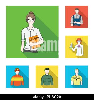 Menschen verschiedener Berufe flachbild Symbole im Set Sammlung für Design. Arbeitnehmer und Spezialist vektor Symbol lieferbar Abbildung. Stock Vektor