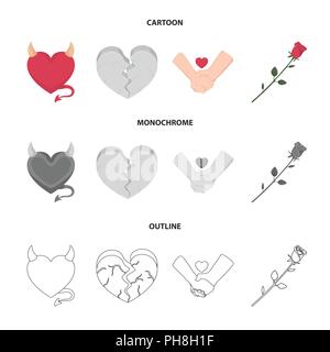 Das böse Herz, gebrochenes Herz, Freundschaft, Rose. Romantisches Set
