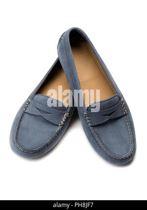 Blue suede shoes. Stockfoto