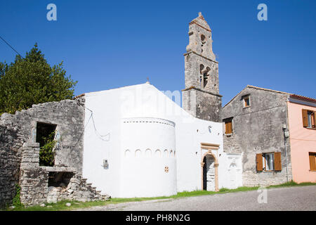 Kirche, Bogdanatika Dorf, Bereich von Gaios, Ionische Inseln, Paxi Insel, Griechenland, Europa Stockfoto