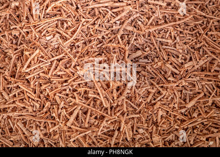 In der Nähe von Holz- Sägemehl. Braun Archivierungen Textur Stockfoto