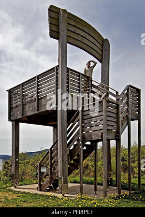 Aussichtsturm in Form von einem Stuhl, Hallenberg Stockfoto