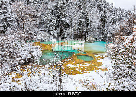 Huanglong im Winter Stockfoto