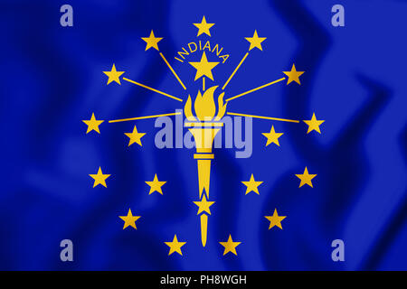 3D-Flagge Indiana, USA. 3D-Darstellung. Stockfoto