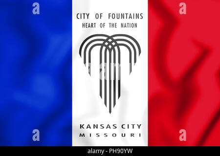 3D-Flagge von Kansas City (Missouri), USA. 3D-Darstellung. Stockfoto