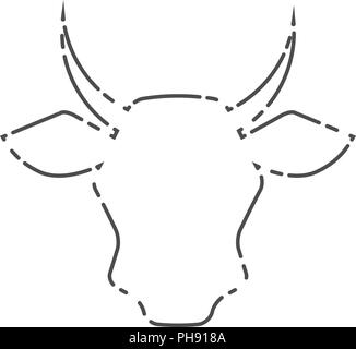 Kuhkopf, Viehzucht Symbol Leitung. Vektor Line Art Kuh, Bauernhof, Fleisch oder Milch Symbol. Kuh Maskottchen, Schwarzweiß-Illustrationen. Stock Vektor