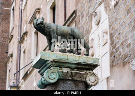 Statue des Kapitolinischen wolf Fütterung Romulus und Remus in Rom Stockfoto