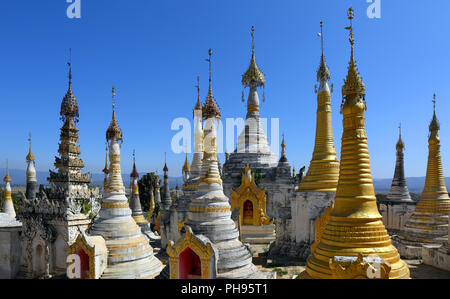 Shwe Inn Thein Paya Tempels in Myanmar Stockfoto