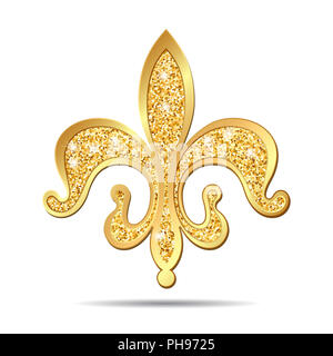 Golden fleur-de-lis heraldischen Symbol. Stockfoto