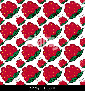 Nahtlose Hintergrund mit Beeren Himbeeren. Stockfoto