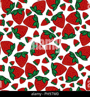 Nahtlose Muster Erdbeeren Beeren. Stockfoto