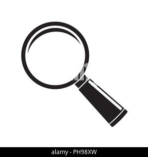 Lupe Glas Symbol auf weißem Hintergrund Stockfoto