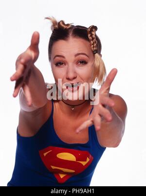 "Whigfield", dänische Sängerin, geboren 1963 Promoshoot in München, Deutschland 1994. Dänische Sängerin "Whigfield" während einer fördernden Foto shooting an Mu Stockfoto
