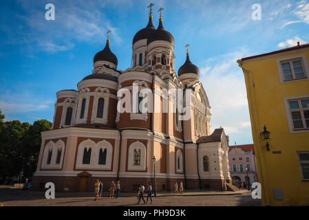 Tallinn Kathedrale, Masse der Alexander-Newski-Kathedrale auf Toompea Hügel im Zentrum von Tallinn, Estland. Stockfoto