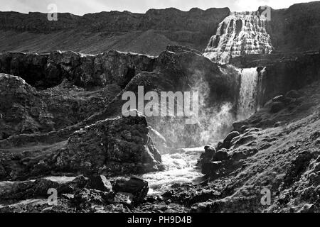 Wasserfall Dynjandi, Westfjorde, Island Stockfoto