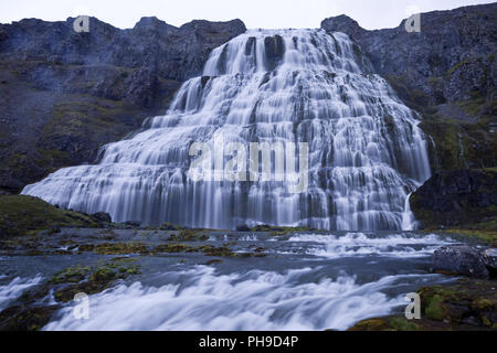 Wasserfall Dynjandi, Westfjorde, Island Stockfoto