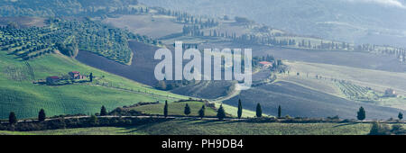 Panoramablick auf die Val d'Orcia, Toskana, Italien Stockfoto