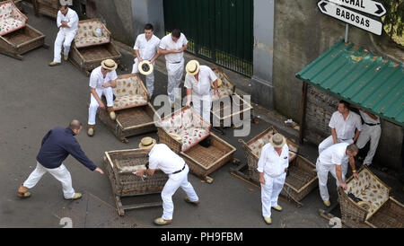 Warenkorb Kutschen, Monte, Funchal, Madeira Stockfoto