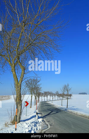 Landstraße im winter Stockfoto