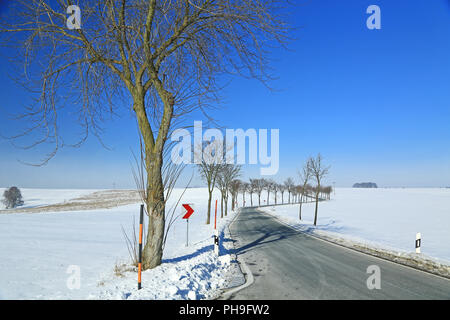 Landstraße im winter Stockfoto