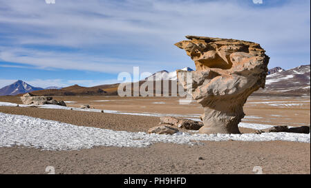 Der Arbol de Piedra (Stein), in der Siloli Wüste, Sud Lipez Provinz, Uyuni, Bolivien. Stockfoto