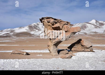 Der Arbol de Piedra (Stein), in der Siloli Wüste, Sud Lipez Provinz, Uyuni, Bolivien. Stockfoto