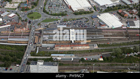 Luftbild von Bahnhof Crewe, Cheshire Stockfoto