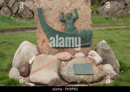 Dänemark, Grönland, Qassiarsuk (Brattahlid Viking, Viking Memorial Stockfoto