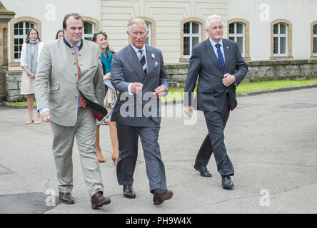 Prinz Charles besucht seinen cousinship, Schloss Langenburg, Deutschland Stockfoto