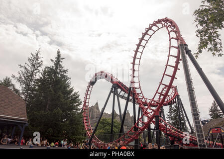 VAUGHAN, Kanada - 28. AUGUST 2018: Canada's Wonderland an einem schönen Sommertag. Stockfoto