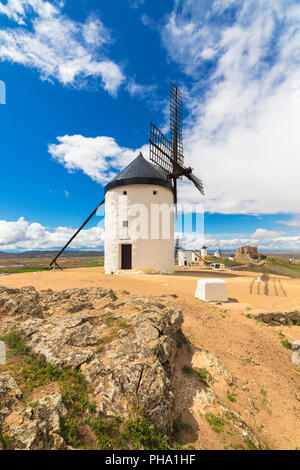 Die Windmühlen von Consuegra, Don Quixote route, Provinz Toledo, Kastilien-La Mancha (Neuen) Region Kastilien, Spanien, Europa Stockfoto