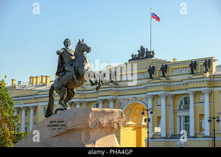 Statue von Peter dem Großen in St. Petersburg Stockfoto