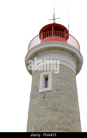 Leuchtturm isoliert auf weißem Hintergrund Stockfoto