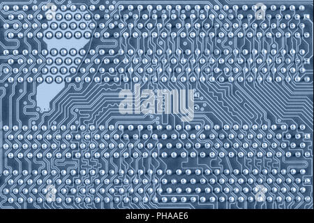 Computer Motherboard mit Chips und verbinden Streifen im Detail Stockfoto