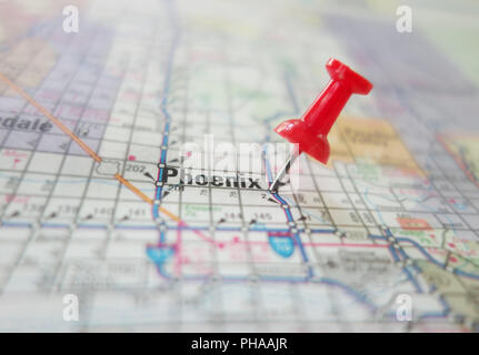 Phoenix Arizona map Makro Stockfoto