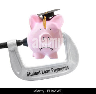 Student Loan Zahlungen Sparschwein Vice Stockfoto