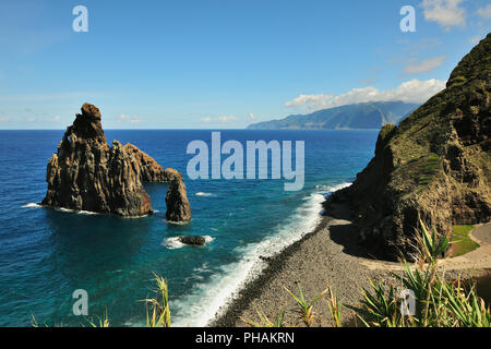 Ribeira da Janela, Nordküste der Insel Madeira. Portugal Stockfoto