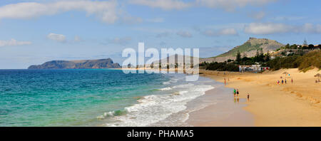 Den schönen goldenen Sandstrand von Porto Santo Island, 9 km lang. Madeira, Portugal Stockfoto