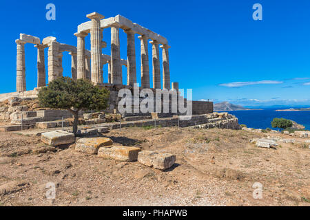Poseidon Tempel (440 v. Chr.), Cape Sounio, Sounion, Attika, Griechenland Stockfoto