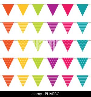 Bunte Flagge Kollektion mit Muster Vector Illustration Stock Vektor