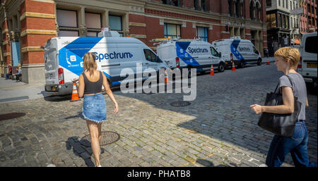 Spektrum, neÃ© Time Warner Cable, Transporter in New York am Mittwoch, 29. August 2018. (Â© Richard B. Levine) Stockfoto