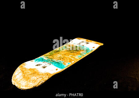 alte gebrauchte Holz skateboard Stockfoto