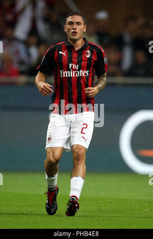 Mailand, Italien. 31. August 2018, San Siro, Mailand, Italien; Serie A Fußball, AC Mailand gegen Roma; Davide Kalabrien von Mailand Quelle: Giampiero Sposito/Alamy Live Neue Stockfoto