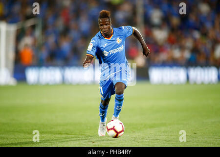 Amath, Weiterleiten von Getafe CF, die während der spanischen Liga, der Primera División, Fußballspiel zwischen Getafe CF und Real Valladolid am 31. August 2018 Coliseum Alfonso Perez Stadion in Getafe, Madrid, Spanien. 4. Juni 2016. Quelle: AFP 7/ZUMA Draht/Alamy leben Nachrichten Stockfoto