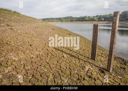 Bolton, Lancashire, UK. 1. September 2018. Wayoh Behälter. Die United Utilities besessen Wayoh Behälter, die zusammen mit der nahe gelegenen Entwistle Behälter liefert mehr als 200 und 000 Menschen in der Nähe von Bolton sucht noch geröstete Trotz eine Auswaschung Bank Holiday Wochenende von sintflutartigen Regenfällen. Auf der Höhe der Suer, IUnited Utilities drohte den Nordwesten des Vereinigten Königreichs mit einem hosepoipe Verbot, nur dass es in der letzten Minute zu entziehen. Credit: Phil Taylor/Alamy leben Nachrichten Stockfoto