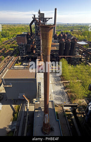 Blick vom Hochofen 5, Landschaftspark Duisburg-Nord, Nordrhein-Westfalen, Deutschland, Europa Stockfoto