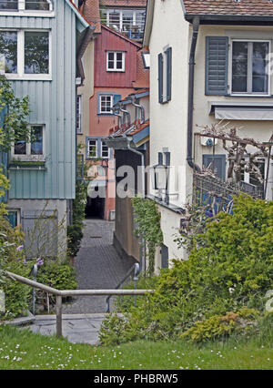 Gasse auf der Insel in Lindau am Bodensee Stockfoto